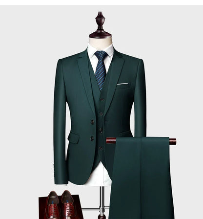Blazers Set Suits for Men(Jacket + Vest + Pants)three Piece Set Solid Business Casual Slim Fit Formal Dress Groom Tuxedo Wedding