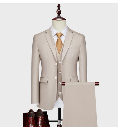 Blazers Set Suits for Men(Jacket + Vest + Pants)three Piece Set Solid Business Casual Slim Fit Formal Dress Groom Tuxedo Wedding