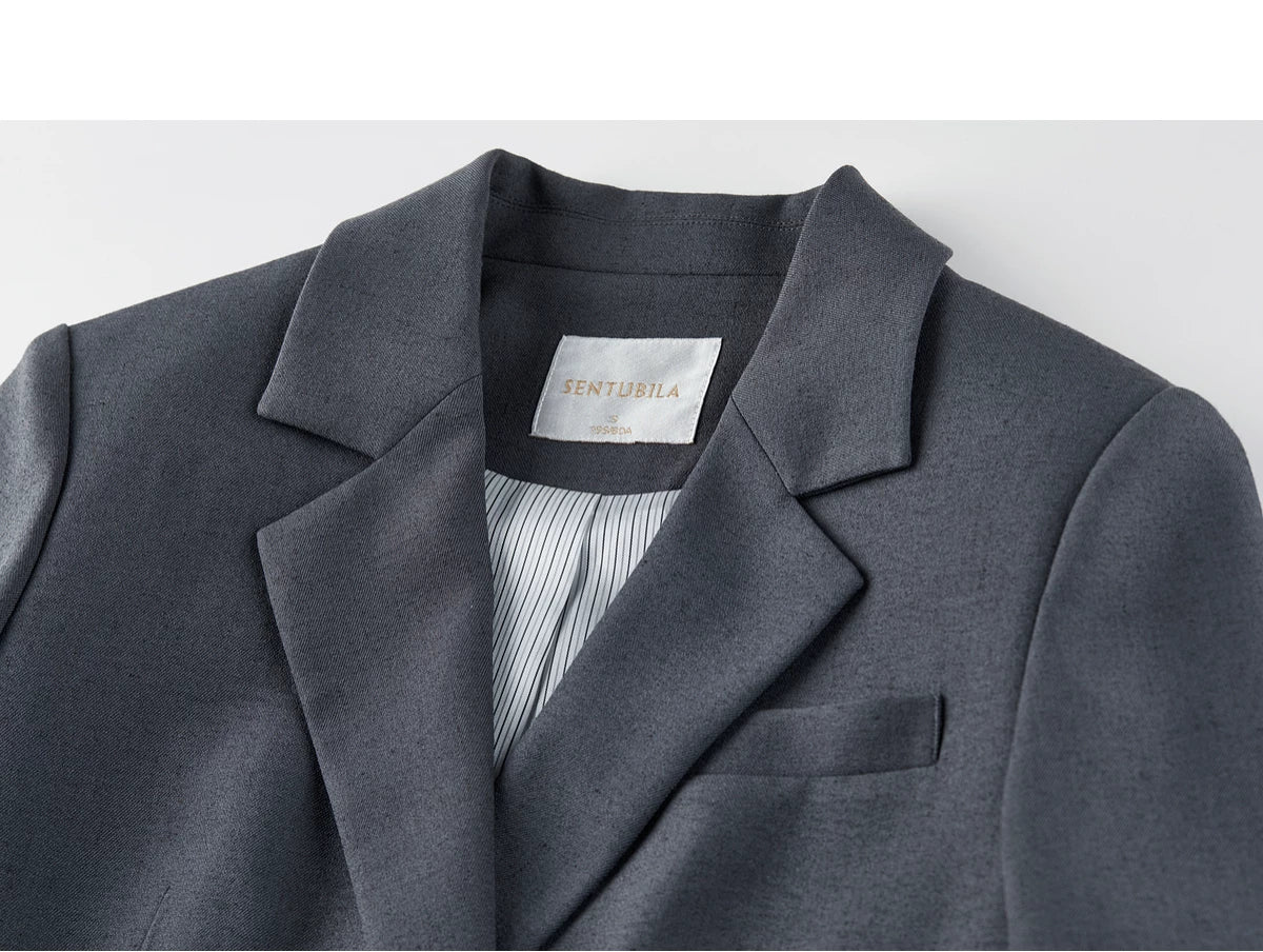 Women's Linen Commuter Blazer 2026 Spring Autumn New Cropped Jacket Minimalist Elegant Outerwear for Ladeis 161XC6215