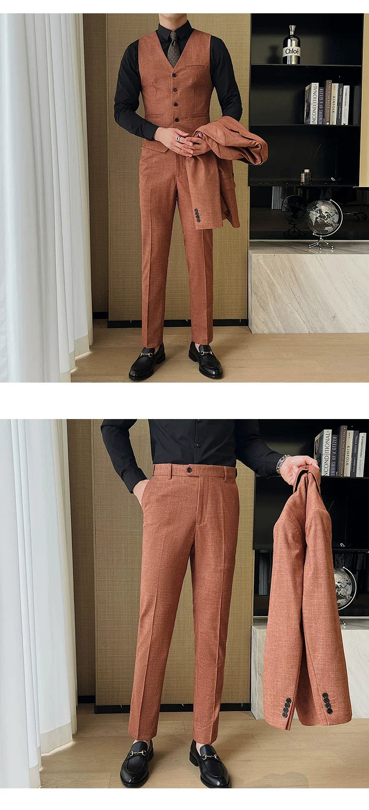 ( Jacket + Vest + Pants ) 2024 New Luxury Men High-end Suit Formal Groom Wedding Tuxedo Mens Work Party Slim Fit Suit 3 Piece
