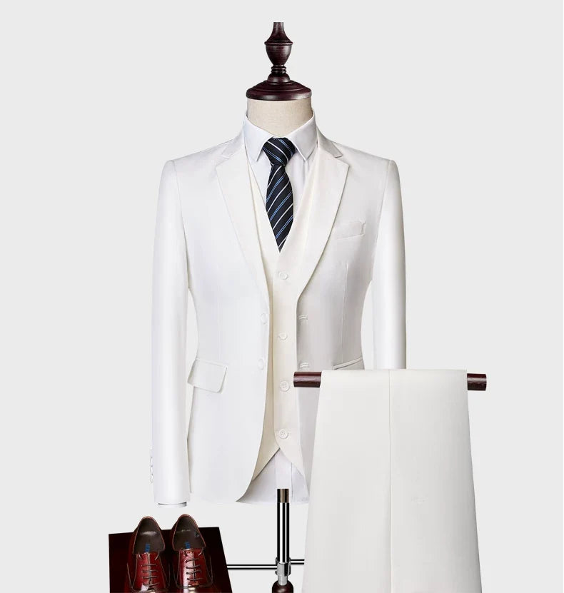 Blazers Set Suits for Men(Jacket + Vest + Pants)three Piece Set Solid Business Casual Slim Fit Formal Dress Groom Tuxedo Wedding