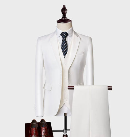 Blazers Set Suits for Men(Jacket + Vest + Pants)three Piece Set Solid Business Casual Slim Fit Formal Dress Groom Tuxedo Wedding