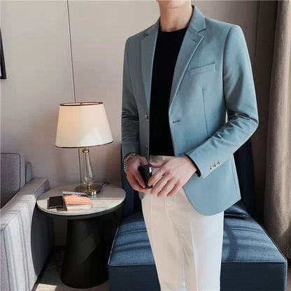 Men's high-quality brand suit Blazer business casual plain color suit jacket single-breasted elegant suit S-4XL2023 fall new