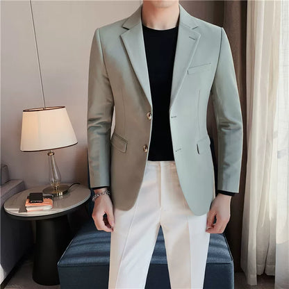Men's high-quality brand suit Blazer business casual plain color suit jacket single-breasted elegant suit S-4XL2023 fall new