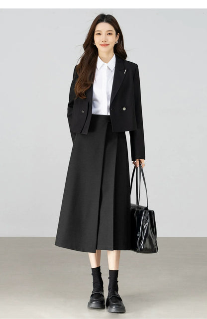 Women's Linen Commuter Blazer 2026 Spring Autumn New Cropped Jacket Minimalist Elegant Outerwear for Ladeis 161XC6215
