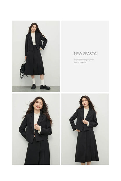 Women's Linen Commuter Blazer 2026 Spring Autumn New Cropped Jacket Minimalist Elegant Outerwear for Ladeis 161XC6215