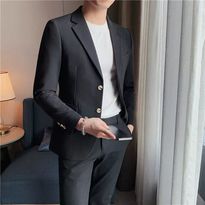 Men's high-quality brand suit Blazer business casual plain color suit jacket single-breasted elegant suit S-4XL2023 fall new