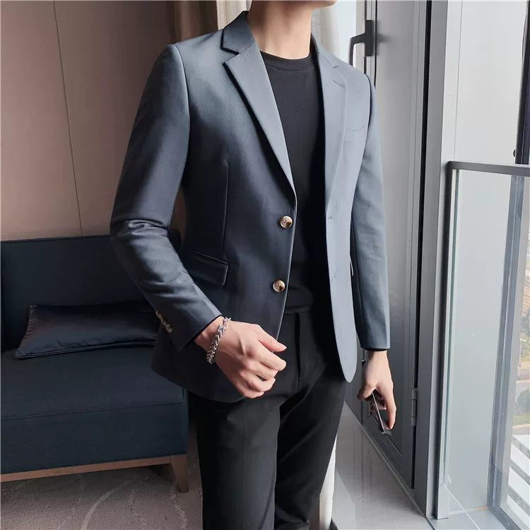 Men's high-quality brand suit Blazer business casual plain color suit jacket single-breasted elegant suit S-4XL2023 fall new