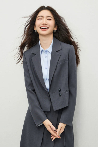 Women's Linen Commuter Blazer 2026 Spring Autumn New Cropped Jacket Minimalist Elegant Outerwear for Ladeis 161XC6215