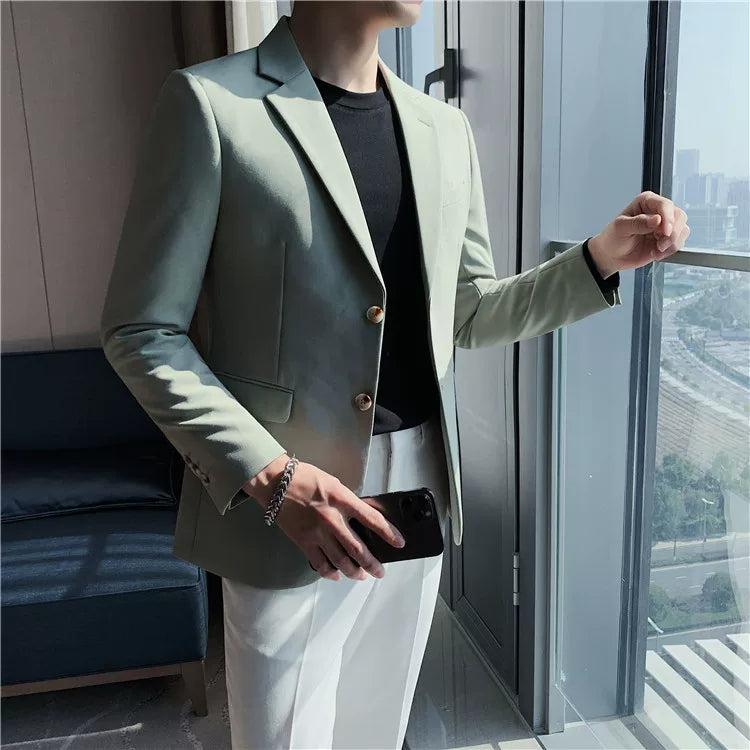 Men's high-quality brand suit Blazer business casual plain color suit jacket single-breasted elegant suit S-4XL2023 fall new