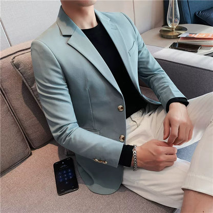 Men's high-quality brand suit Blazer business casual plain color suit jacket single-breasted elegant suit S-4XL2023 fall new
