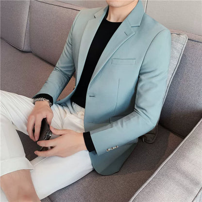 Men's high-quality brand suit Blazer business casual plain color suit jacket single-breasted elegant suit S-4XL2023 fall new