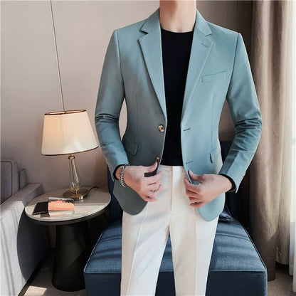 Men's high-quality brand suit Blazer business casual plain color suit jacket single-breasted elegant suit S-4XL2023 fall new