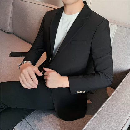 Men's high-quality brand suit Blazer business casual plain color suit jacket single-breasted elegant suit S-4XL2023 fall new