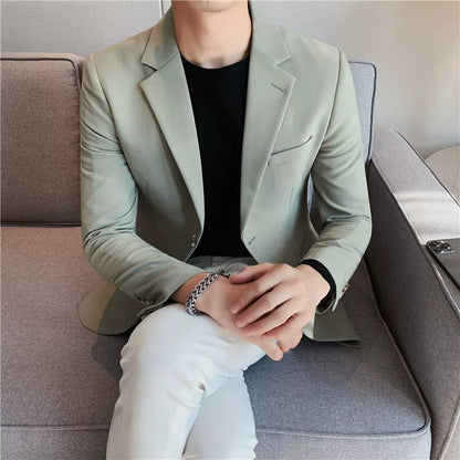 Men's high-quality brand suit Blazer business casual plain color suit jacket single-breasted elegant suit S-4XL2023 fall new
