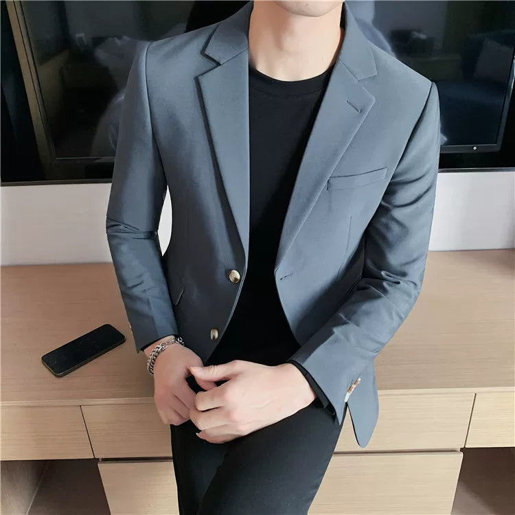Men's high-quality brand suit Blazer business casual plain color suit jacket single-breasted elegant suit S-4XL2023 fall new
