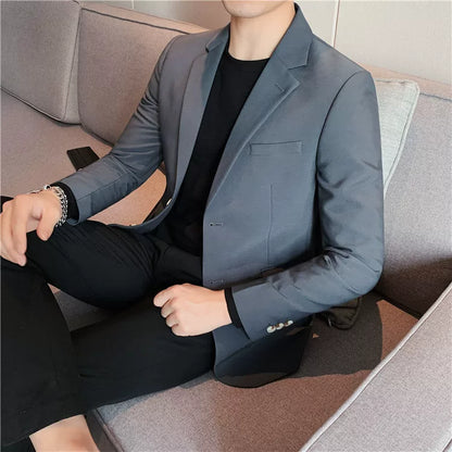 Men's high-quality brand suit Blazer business casual plain color suit jacket single-breasted elegant suit S-4XL2023 fall new