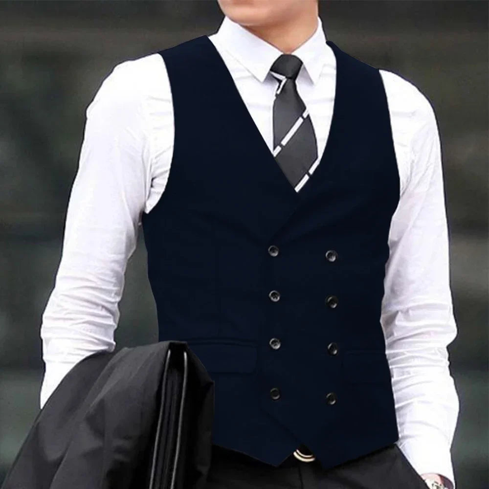 Men's Suit Vest Double Breasted Waistcoat for Wedding Business Formal Occasions
