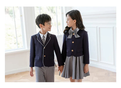 Kids Japanese Navy Jacket Suit Dress School Uniforms Girls British Boys Blazer Formal Outfits Chidren Student Clothes Class Sets