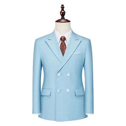 Male Blazer Men's Fashion Business Handsome British Style Casual Slim Solid Color Wedding Work Four Season Style Blazers M-6XL