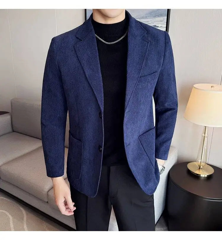 High-end Design, Fashionable, Cool and Trendy Business Casual Banquet New Corduroy Suit Banquet Fine Jacket