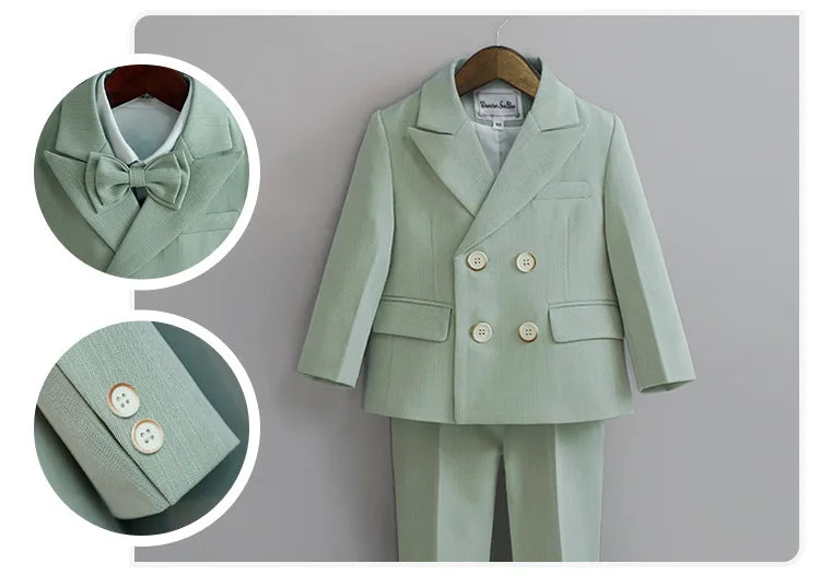 Kids Formal Suit Set Boys Girls Wedding Blazer Multi-Piece Pink Performance Costume