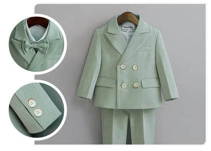 Kids Formal Suit Set Boys Girls Wedding Blazer Multi-Piece Pink Performance Costume