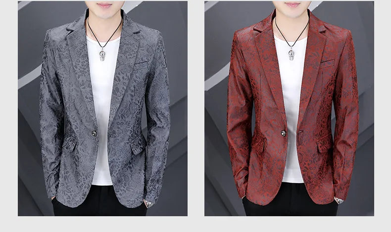 Brand Hot Stamping Casual Business Suit Jacket Men Retro Slim Fit Casual Suit Jackets Social Banquet Office Uniform Blazers 2026