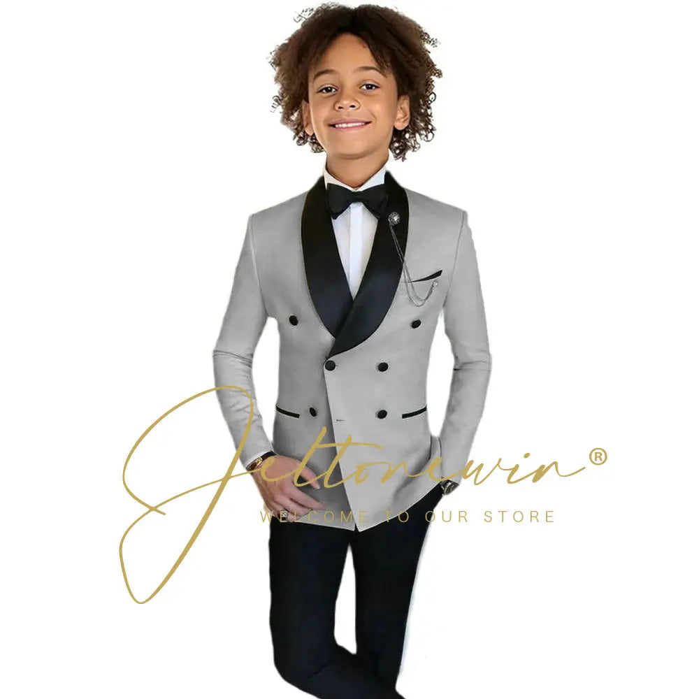 Boys Formal Suits Double Breasted Wedding Outfits Host Performance Costume for Children 2-16 Years Old Kids Birthday Blazer Set