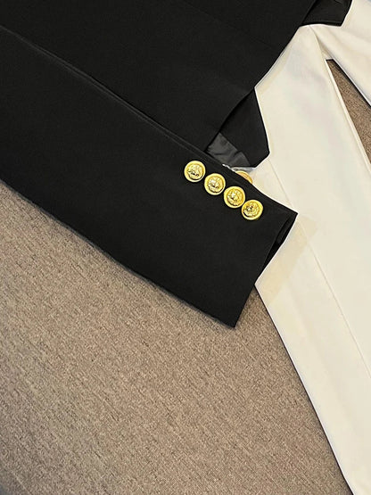 Business Commute Style Women's Long Sleeve Double-Breasted Suit Slim Fit Waist-Cinching Outerwear Fashion D9986