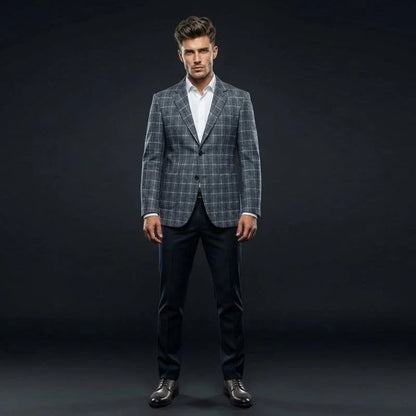 Mens Plaid Wool Blend Blazer Slim Fit Business Formal Suit Jacket Versatile Check Pattern Outerwear