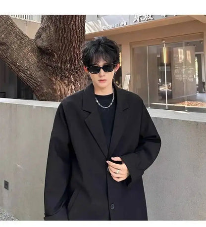 Men's Handsome Loose Casual Blazer Jacket Fashion Elegant 2026 New High Quality Stylish Social Solid Color Clothes JY7595