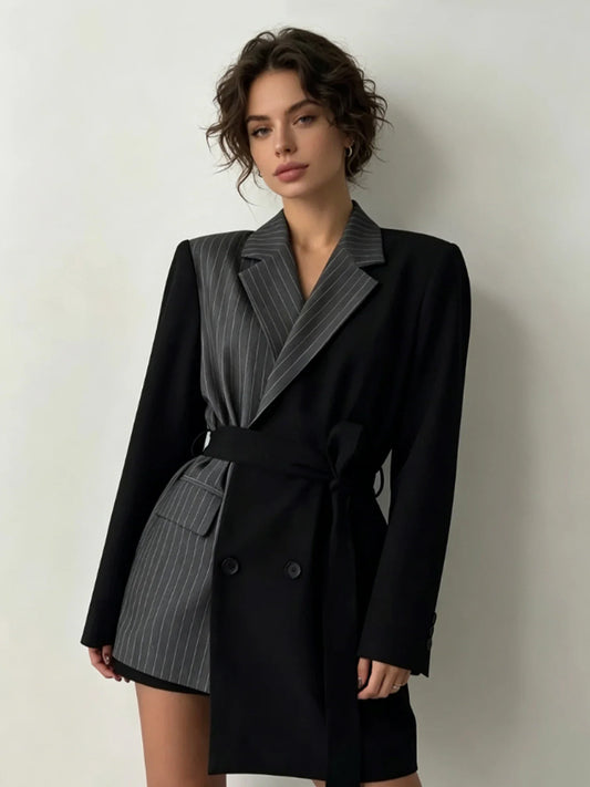 Women's Black Gothic Patchwork Blazer Y2k 2000s Vintage Suit Coat Korean Style Loose Vintage Casua Jacket Outerwear Autumn 2026