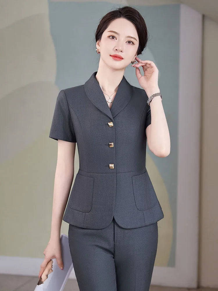 2024 Summer Formal OL Styles Women Professional Office Work Wear Pantsuits with Pants and Jackets Career Interview Skirts Set