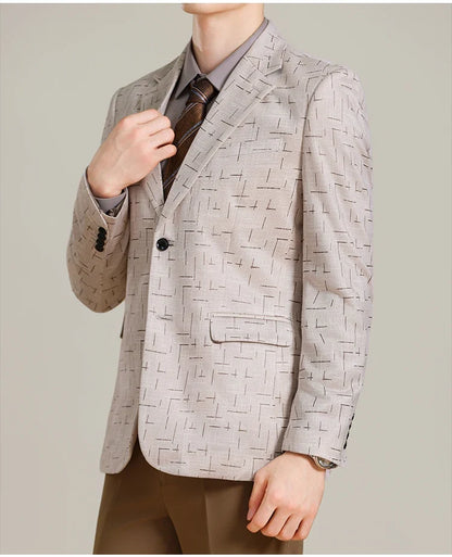 Autumn/Winter Korean Jacquard Casual Suit Jacket Men Slim Business Office Formal Suit Jackets Social Wedding Blazer Masculino
