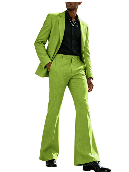 Men's 2-Piece Retro Flare Suit – Slim Fit Bell Bottom Blazer & Wide Leg Pants for Formal Occasions