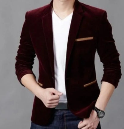 Men's Slim Fit Korean Style Blazer Autumn Winter Formal Suit Jacket Trendy Youth Business Casual Top