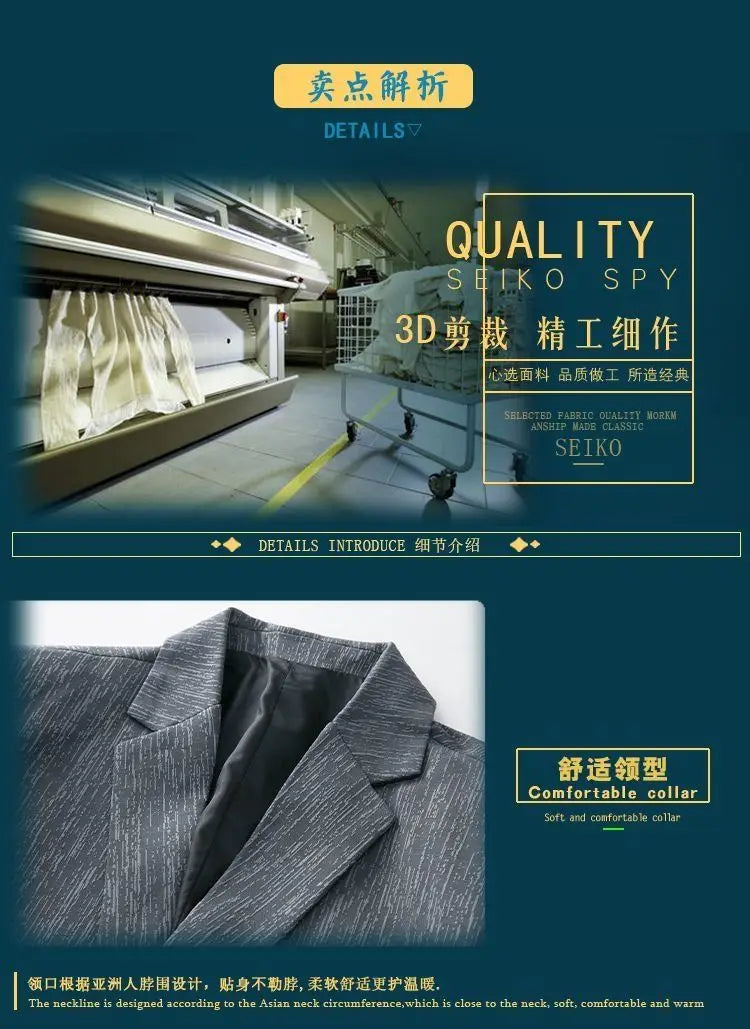 Men's Striped Smart Casual Blazer for Everyday Wear – Lightweight Spring Autumn Jacket