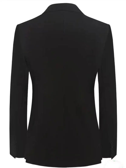 Vintage Men's Metal Buckle Designer Blazer Masculino Gentleman Slim Fit Business Performance Suit Elegant Black Jacket Coats