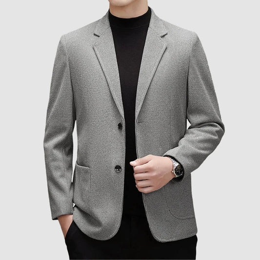 Men's Smart Casual Single-Breasted Blazer – Lightweight Polyester Spring Autumn Jacket