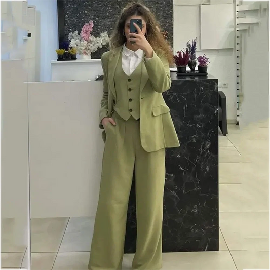 Customized Women Suits Straight Outfit High Quality Notch Lapel Blazer Vest Pants Business Work Wear Banquet Party Gala Lady Set