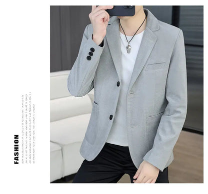 Blazer's New Men's Fashion Outdoor Travel Camping Youth Wedding Hosting Campus Slimming Casual Solid Color Korean Version Blazer