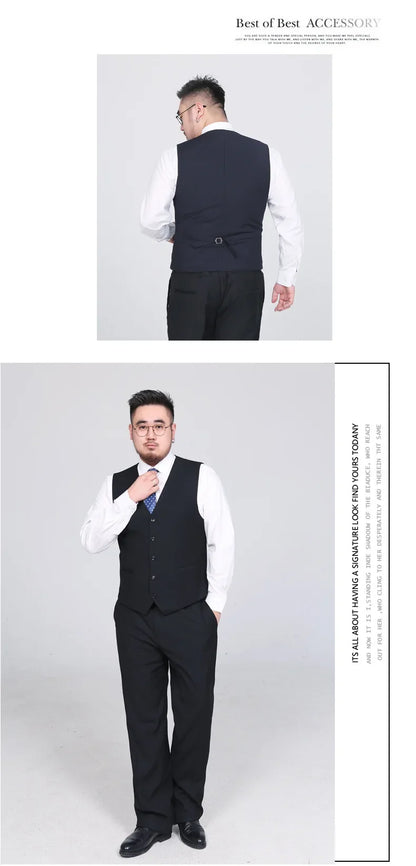 Men's Suit Vest Plus Size Single-Breasted Waistcoat Black Smart Casual Wedding Business