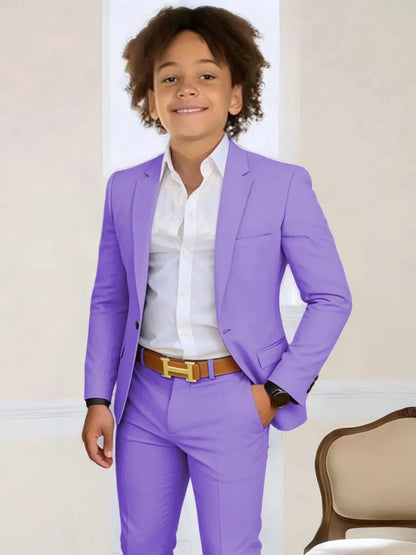 Boys Stylish Suit Set 2 Pieces Piano Performance Wear Ome Button Classy Kids Slim Fit Suits For Wedding Notched lapel Tuxedo