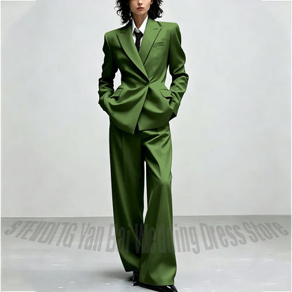 Casual Women Suit Trendy Solid Black Long Sleeve Lapel Straight Fashion Jacket Pants All-Match Shopping Street Style Daily Wear