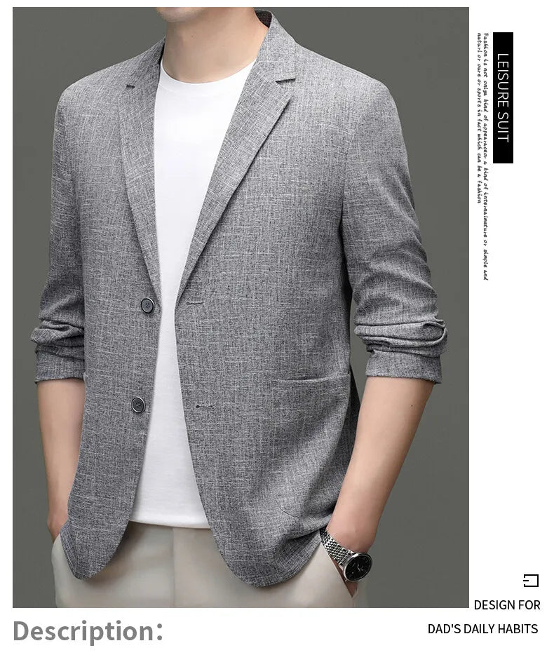 Blazer Summer Men's Fashion Gentleman Korean Version Trendy Performance Banquet Host Casual Ice Silk Sun-protective Clothing