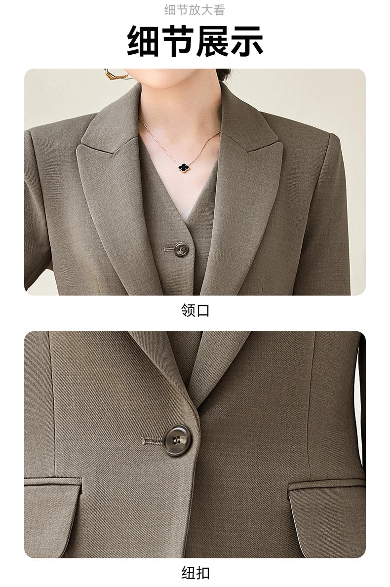 Fashionable professional women's two-piece pant+ suit jacket. Sophisticated elegant, slim fit comfortable. 2025 new style