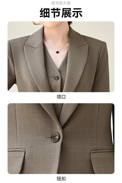 Fashionable professional women's two-piece pant+ suit jacket. Sophisticated elegant, slim fit comfortable. 2025 new style