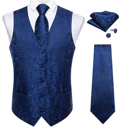 Men's Paisley Waistcoat with Necktie Set for Weddings and Formal Occasions