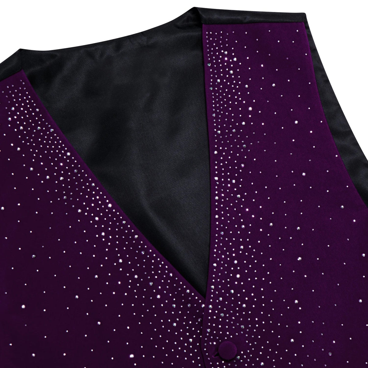 Men's Velvet Vest with Bow Tie – Slim Fit Purple Rhinestone Formal Waistcoat for Wedding & Party